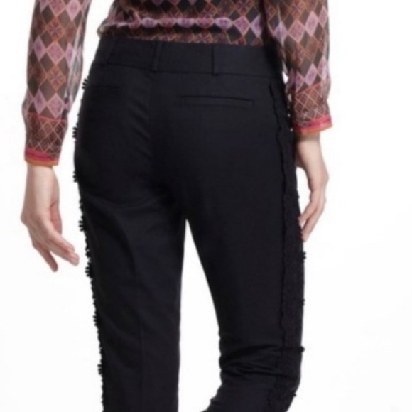 Anthropologie Elevenses Black Daisy Crochet Lace Trimmed Tuxedo Crop Pants - 6 - Picture 15 of 15
